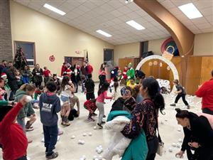 Snowball fight at the 2023 Tree Lighting