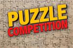 Brown puzzle piece background with the words Puzzle Competition written above