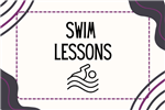 Swim Lessons in black text with image of swimmer on waves