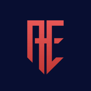 Red letters A andE on navy background - Affinity Esports logo