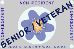 gray background with flower and text for senior veteran non-resident season mixville pass